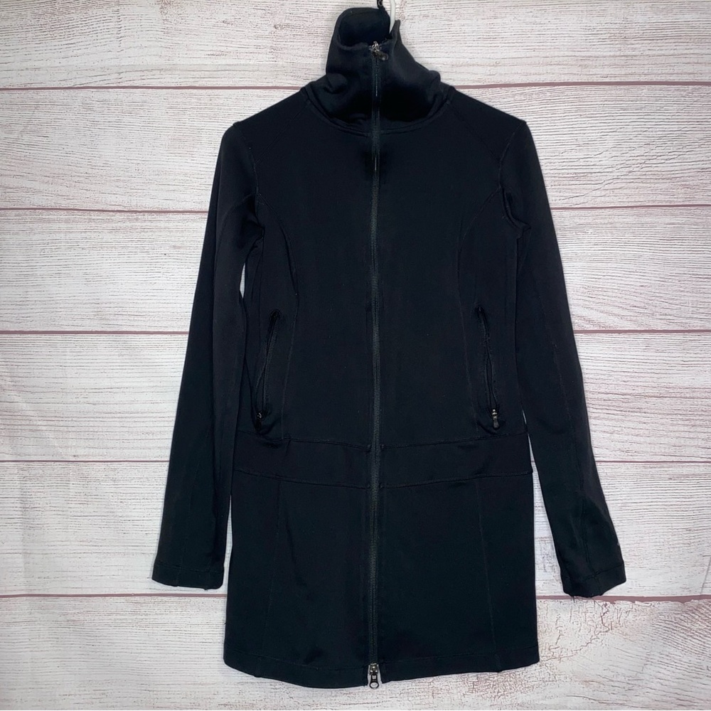 Columbia Women’s Black Long Length Funnel Neck Zip Up Active Jacket full zip